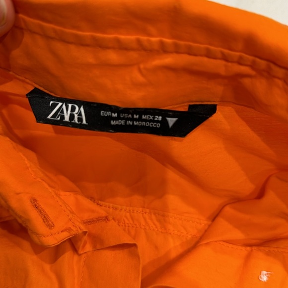 Zara Poplin Oversized Orange Shirt Size M - Picture 3 of 4
